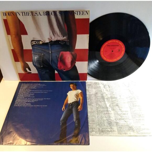 Bruce Springsteen Born In The USA Vinyl LP Record Original Inner Sleeve + Insert - Picture 1 of 6